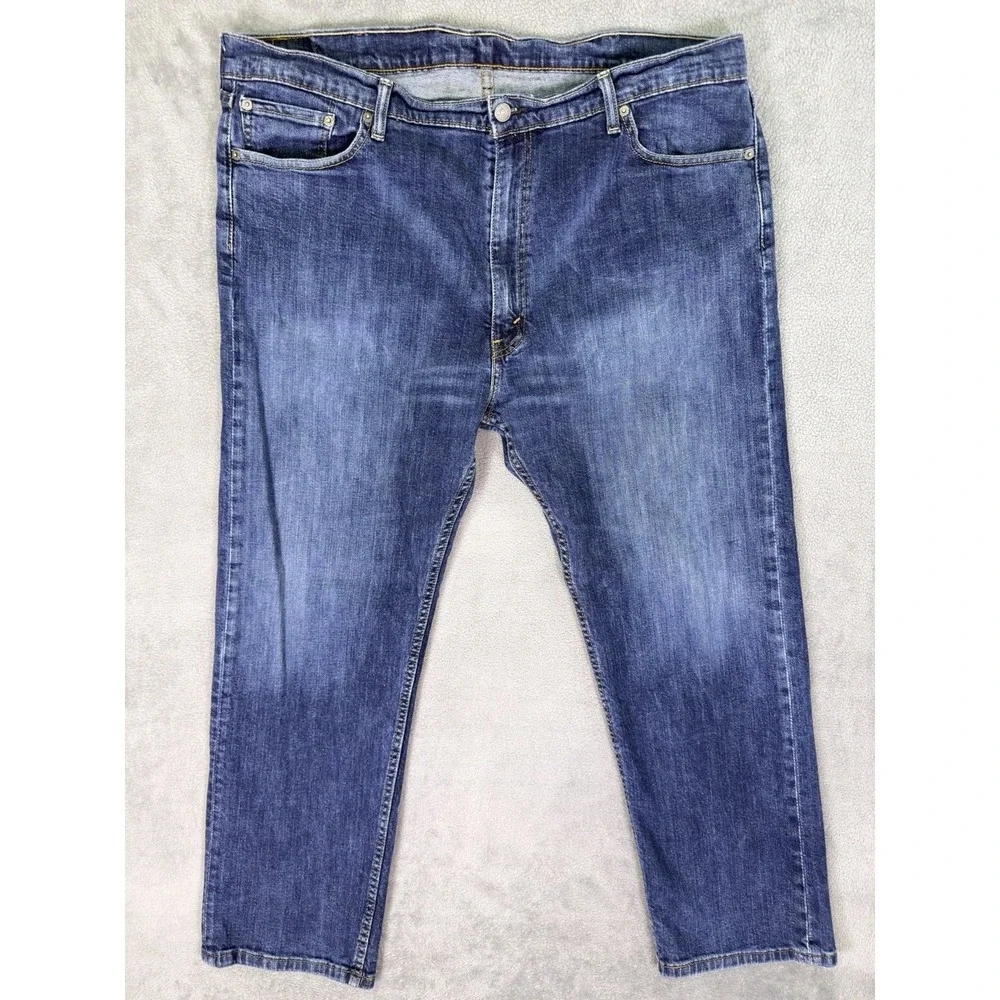 Levis 505 Jeans Mens 42x30 Blue Straight Medium Wash Denim Mid Rise Workwear‎